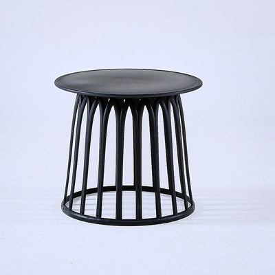 Contemporary Scandinavian Round Skeleton Column PP Side Table 1-Tier For Living Room