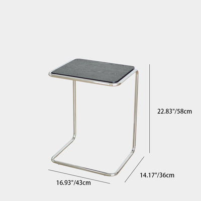 Modern Minimalist Square Wood Stainless Steel End Table 1-Tier For Living Room