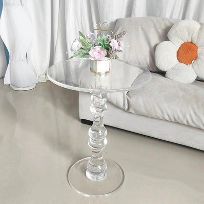 Modern Minimalist Round Tabletop Acrylic Coffee Table 1-Leg For Living Room