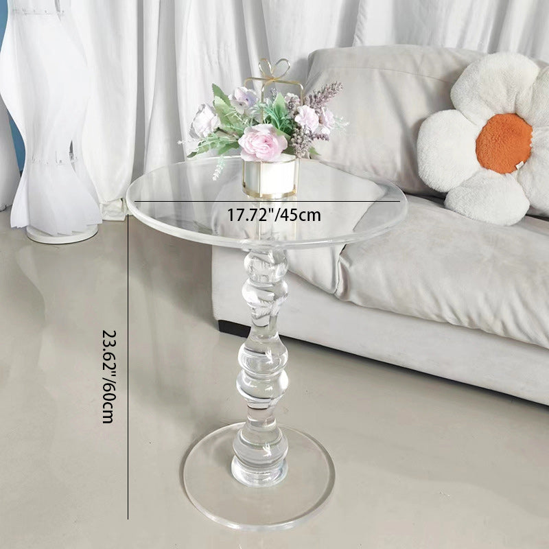 Modern Minimalist Round Tabletop Acrylic Coffee Table 1-Leg For Living Room