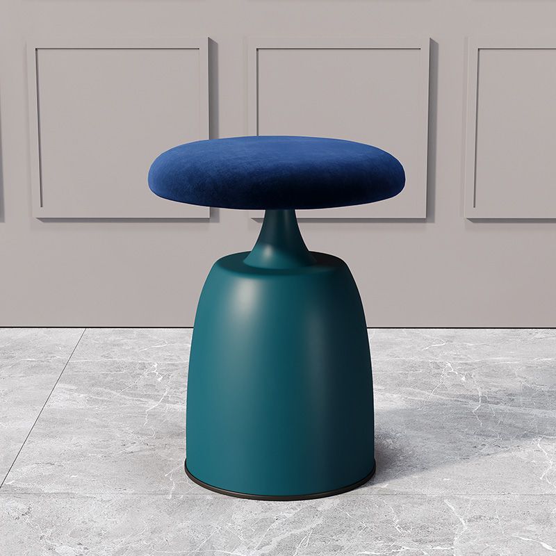 Modern Minimalist Round Cylinder Fabric Metal Vanity Stool For Bedroom