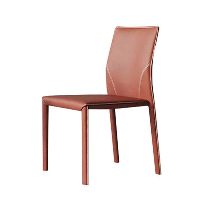 Modern Luxury Rectangular Back Saddle Leather Carbon Steel Dining Chair Backless For Dining Room