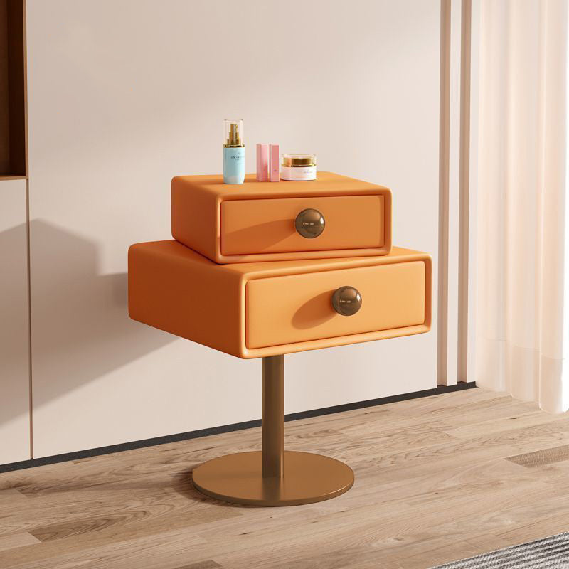 Contemporary Creative Orb Square Rotatable Stackable Wood Steel Nightstand 2-Drawer For Bedroom