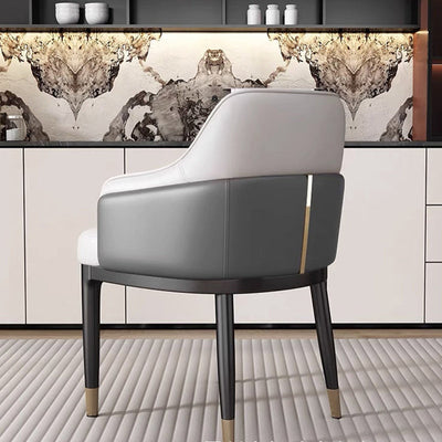 Modern Luxury Square Bent Leather Metal Dining Chair Backrest Armless For Dining Room