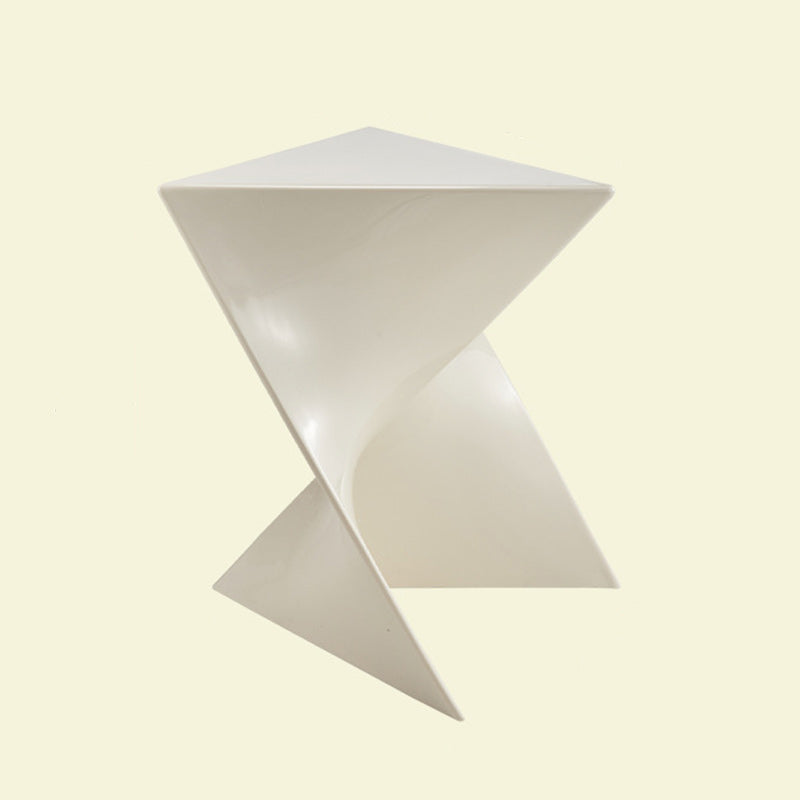 Modern Minimalist Geometric Corner Triangle Marble Glass Wood End Table 1-Tier For Living Room