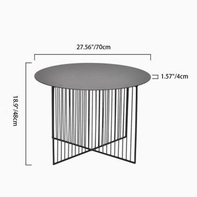 Modern Minimalist Round Lined Base Iron Side Table For Living Room