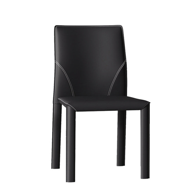 Modern Luxury Rectangular Back Saddle Leather Carbon Steel Dining Chair Backless For Dining Room