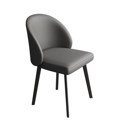 Modern Minimalist Leather Wood Carbon Steel Sponge Square Elliptical Curved Dining Chair Backrest For Dining Room