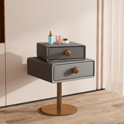 Contemporary Creative Orb Square Rotatable Stackable Wood Steel Nightstand 2-Drawer For Bedroom