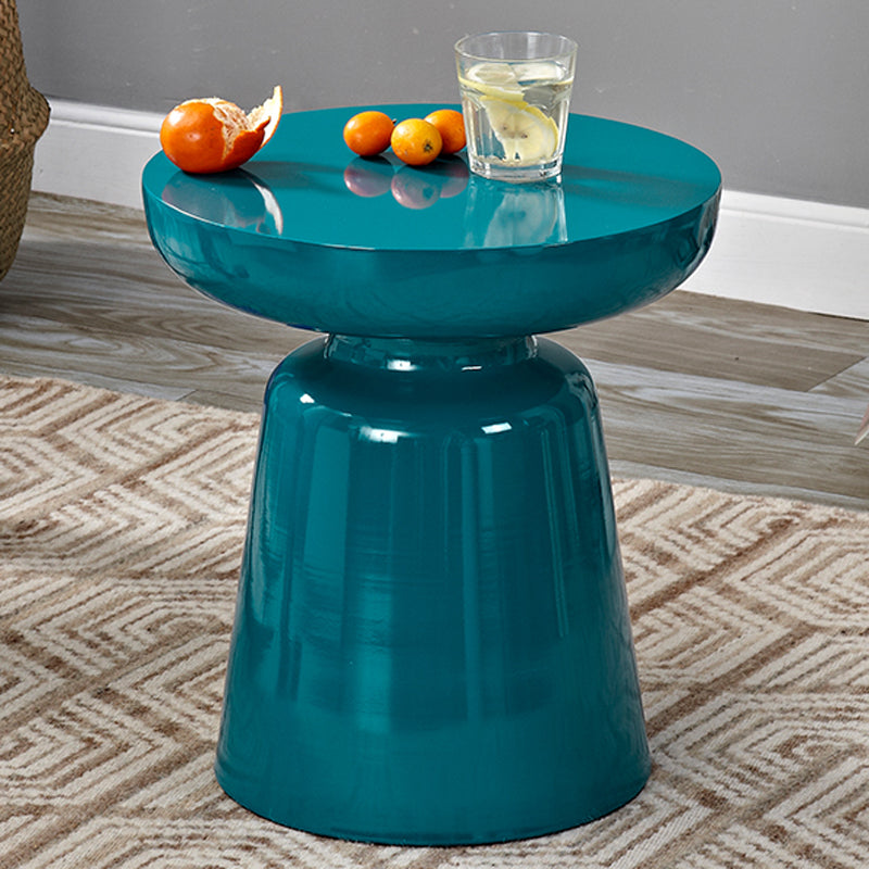 Contemporary Scandinavian Round Disc Column Fiberglass End Table 1-Tier For Living Room