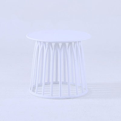 Contemporary Scandinavian Round Skeleton Column PP Side Table 1-Tier For Living Room