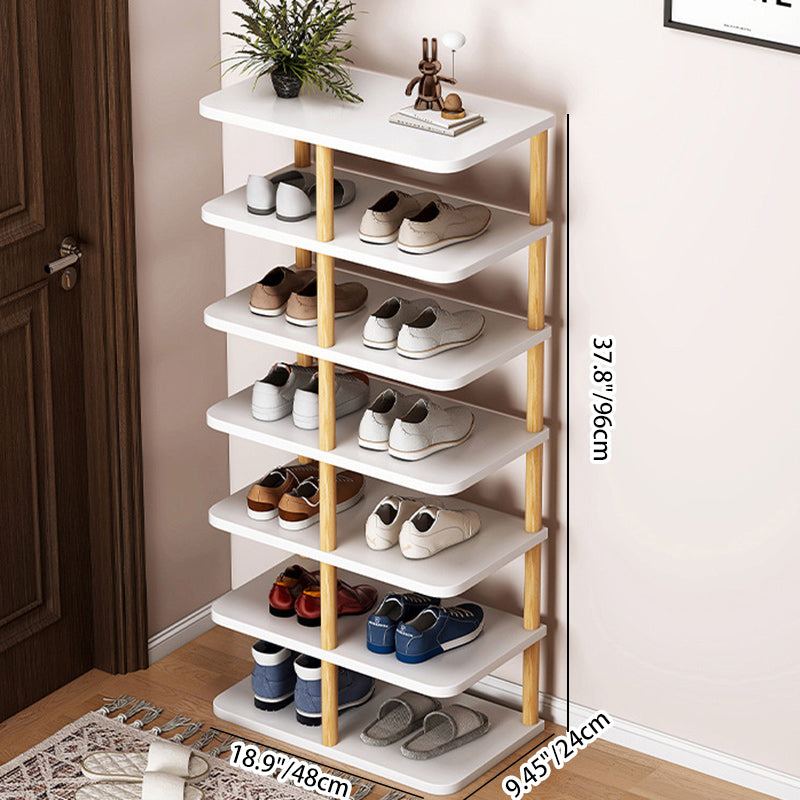 Modern Minimalist Rectangular Cylinder PVC Wood Shoe Storage 6/7 Tier For Entryways