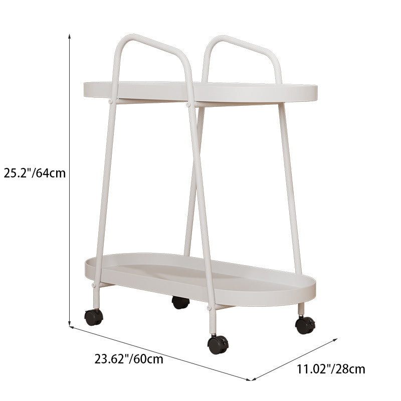 Modern Minimalist Long Oval Iron Removable End Table 2-Tier For Living Room