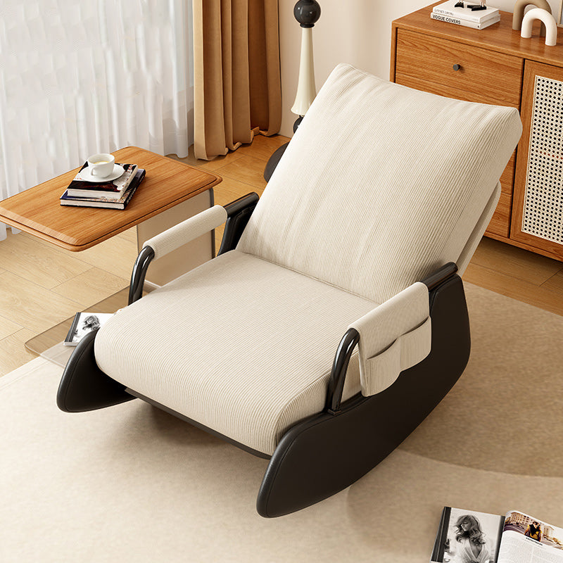 Modern Simplicity Corduroy Cotton Sponge Leather Wood Carbon Steel Square Recliner Foldable Backrest Footrest For Bedroom