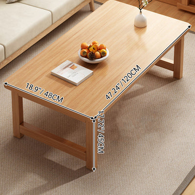 Modern Minimalist Foldable Rectangular Solid Wood Coffee Table For Living Room