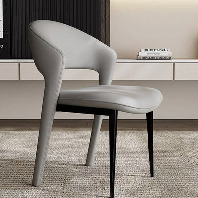 Modern Luxury Curve Square Leather Metal Dining Chair Backrest Armless For Dining Room