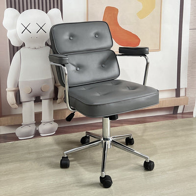 Contemporary Nordic Square Leather Metal Desk Chair Backrest Arm For Home Office