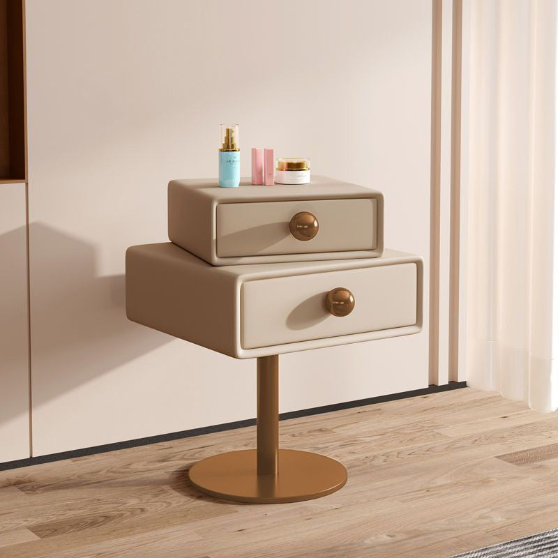 Contemporary Creative Orb Square Rotatable Stackable Wood Steel Nightstand 2-Drawer For Bedroom