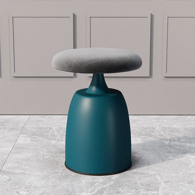 Modern Minimalist Round Cylinder Fabric Metal Vanity Stool For Bedroom