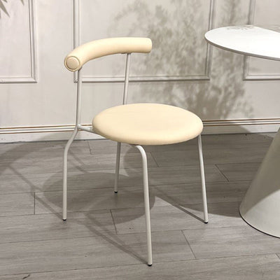 Contemporary Scandinavian Leather Metal Sponge Round Arc Dining Chair Backrest For Dining Room