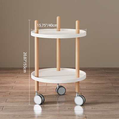 Modern Minimalist Square Round Solid Wood Hardware End Table 2-Tier For Living Room