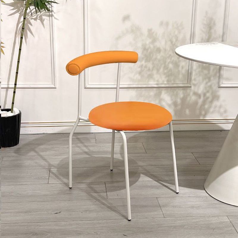 Contemporary Scandinavian Leather Metal Sponge Round Arc Dining Chair Backrest For Dining Room