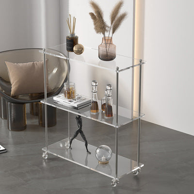 Contemporary Creative Rectangular Acrylic Steel Side Table 2/3-Tier For Living Room