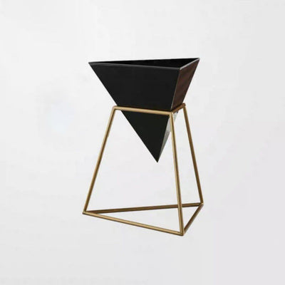 Modern Luxury Triangle Cone Iron Panel Rock Panel Gold Plated Shelf Side Table 1-Tier For Living Room