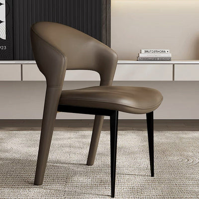 Modern Luxury Curve Square Leather Metal Dining Chair Backrest Armless For Dining Room