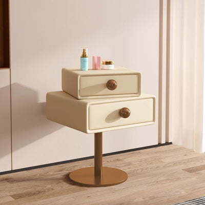 Contemporary Creative Orb Square Rotatable Stackable Wood Steel Nightstand 2-Drawer For Bedroom