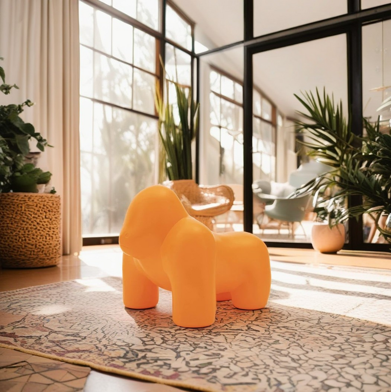 Contemporary Scandinavian Kids PP Plastic Gorilla Leisure Chair Stool Backless For Living Room