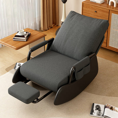 Modern Simplicity Corduroy Cotton Sponge Leather Wood Carbon Steel Square Recliner Foldable Backrest Footrest For Bedroom