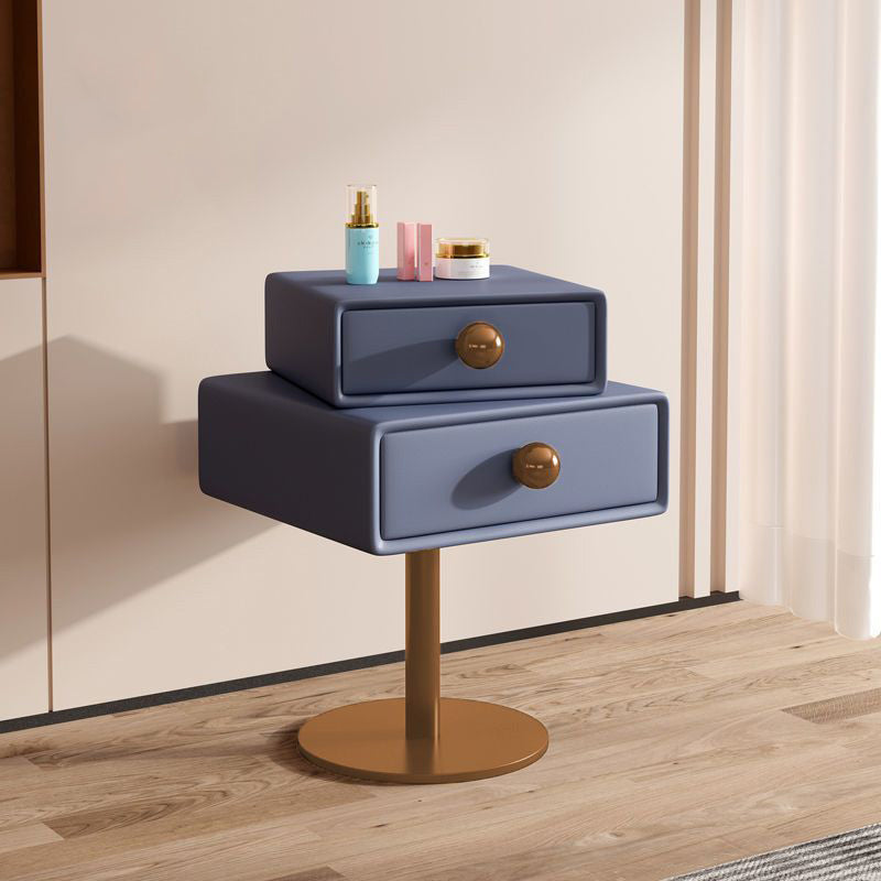 Contemporary Creative Orb Square Rotatable Stackable Wood Steel Nightstand 2-Drawer For Bedroom