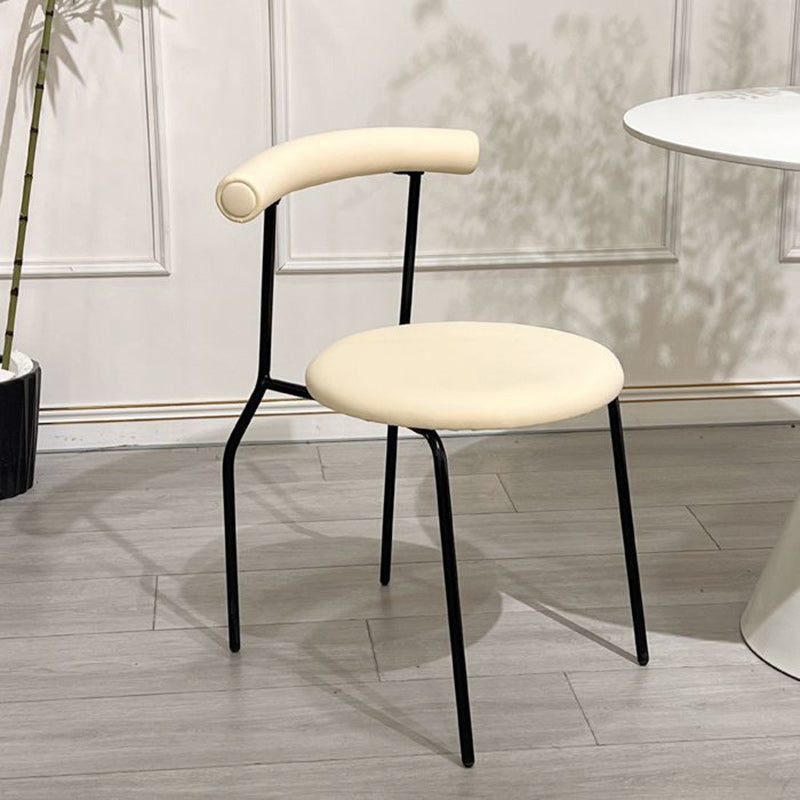 Contemporary Scandinavian Leather Metal Sponge Round Arc Dining Chair Backrest For Dining Room