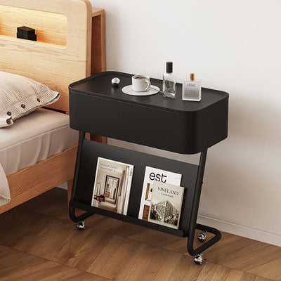 Modern Minimalist Rectangular Stainless Steel Carbon Steel Nightstand 1-Cabinet Swivel For Bedside