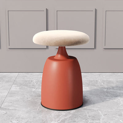 Modern Minimalist Round Cylinder Fabric Metal Vanity Stool For Bedroom