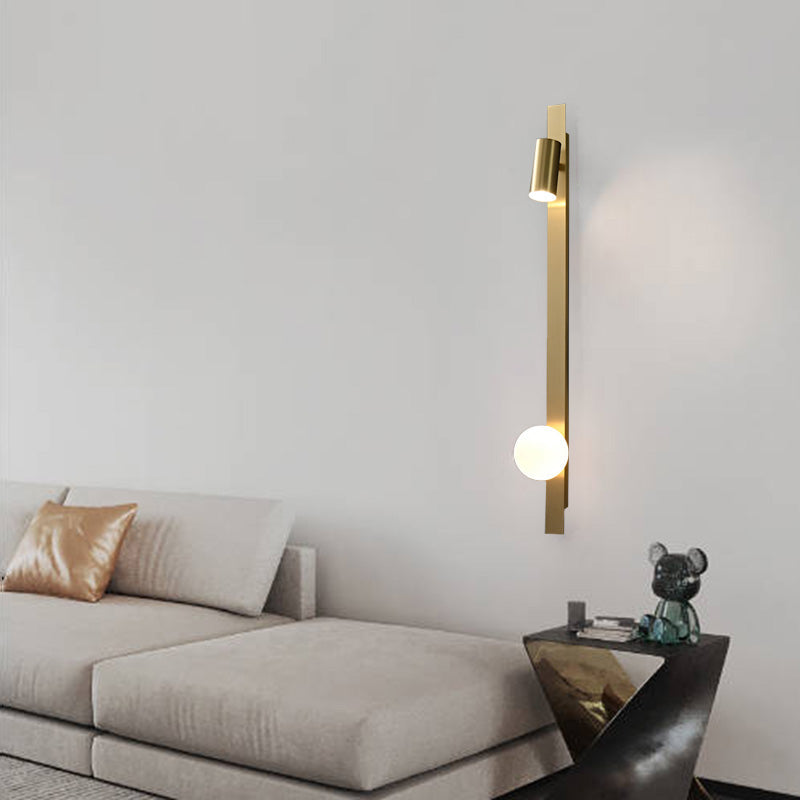 Modern Minimalist Strip Round Ball Brass Glass LED Wall Sconce Lamp For Bedroom