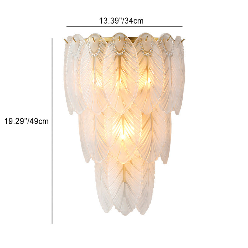 European Light Luxury Feather Iron Glass 2/3-Light Wall Sconce Lamp