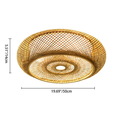 Bamboo Weaving 3-Light Flush Mount Lighting