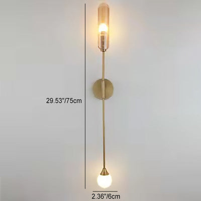 Modern Minimalist Iron Glass Strip 1/2 Light Wall Sconce Lamp For Living Room