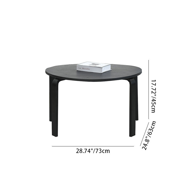 Contemporary Creative Bend Round Wood Coffee Table 1-Tier For Living Room