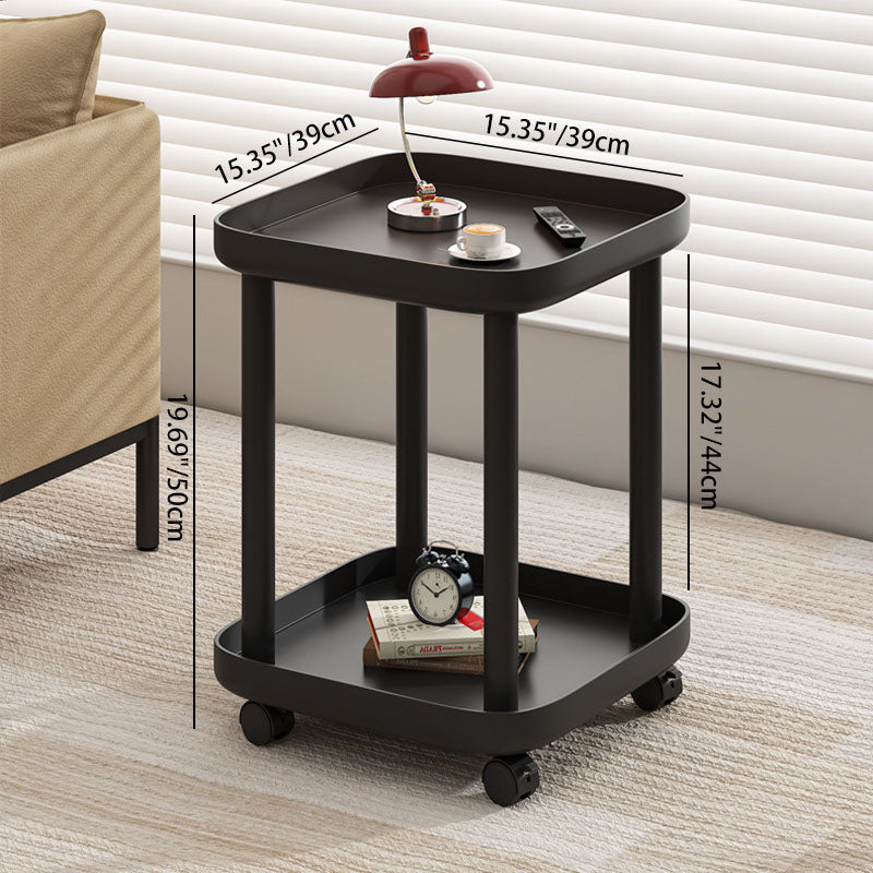 Contemporary Nordic Square Steel End Table 2-Tier For Living Room