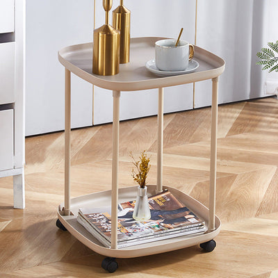 Contemporary Nordic Square Steel End Table 2-Tier For Living Room