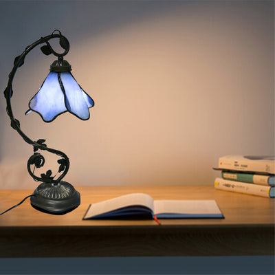 Modern Minimalist Petal Shaped Metal Glass 1-Light Table Lamp For Bedroom