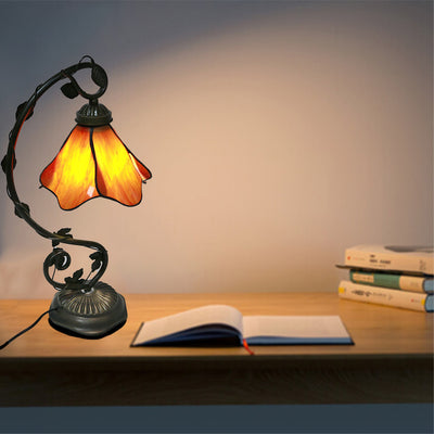 Modern Minimalist Petal Shaped Metal Glass 1-Light Table Lamp For Bedroom