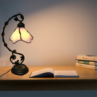 Modern Minimalist Petal Shaped Metal Glass 1-Light Table Lamp For Bedroom