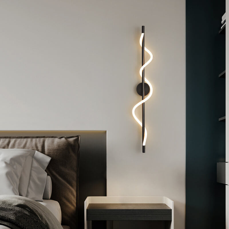 Modern Minimalist Twist Curve Long Bar Copper LED Wall Sconce Lamp