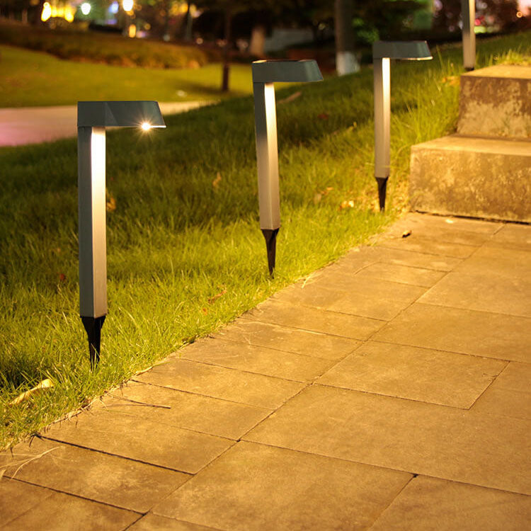 Outdoor Solar Silver Gray ABS Column LED Garden Ground Insert Landscape Light