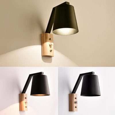 Nordic Modern Solid Wood Cylindrical 1-Light Wall Sconce Lamp