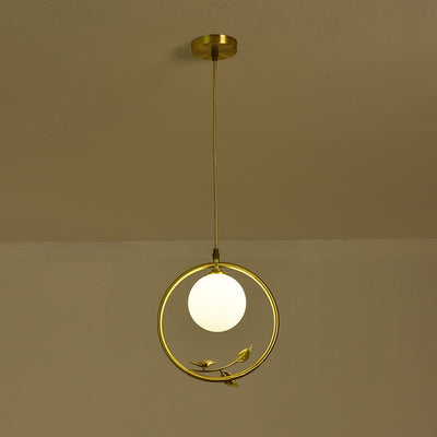 Nordic Luxury Copper Circle Glass 1-Light Pendant Light